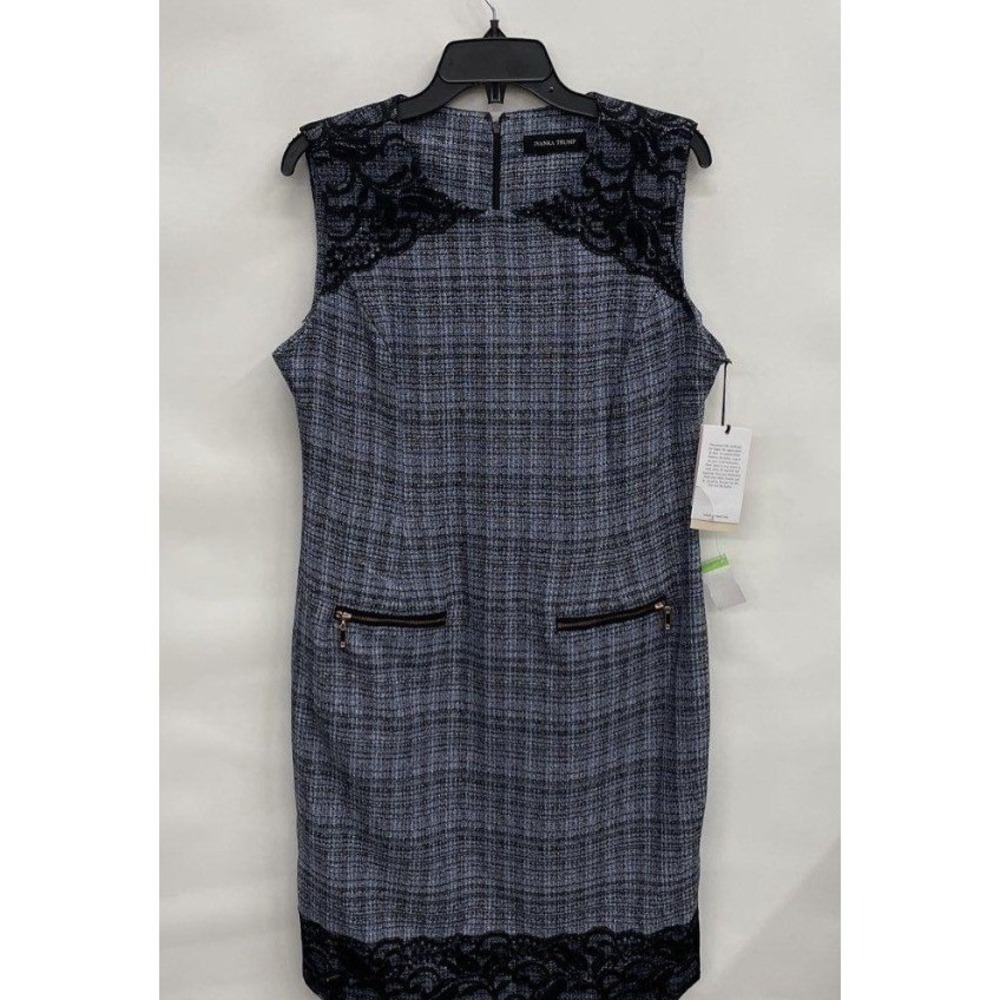 Ivanka Trump Wonderland Tweed Lace Sheath Dress Blue Black Size 12 ID8W1JFR